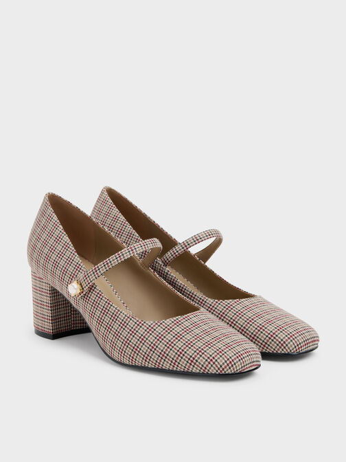 Marie Checkered Pearl Mary Jane Pumps, Multi, hi-res