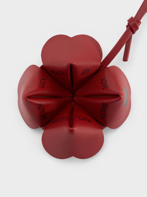 Four-Leaf Clover Heart Charm, Tomato Red, hi-res