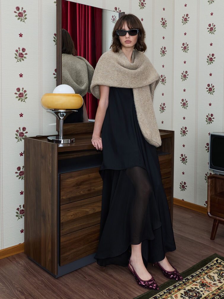 Ruthie Sequinned Slingback Pumps, Burgundy, hi-res