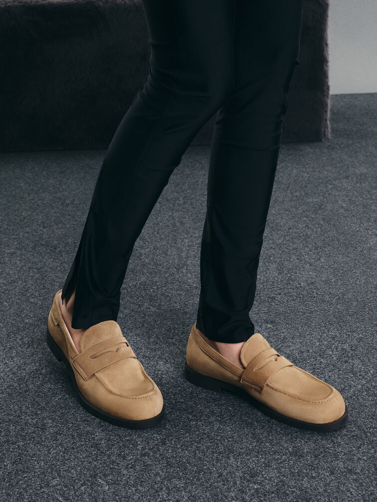 Arven Faux Suede Penny Loafers, Camel, hi-res