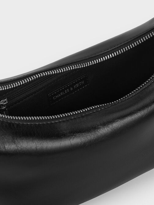 Bryna Curved Hobo Bag, Noir, hi-res