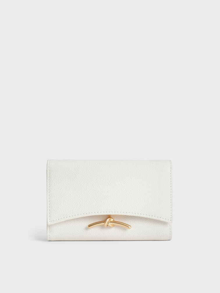 Huxley Metallic-Knot Wallet, White, hi-res