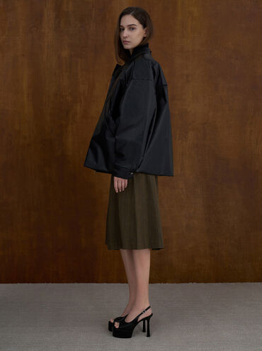 Patent Peep-Toe Stiletto-Heel Platform Sandals, Black Patent, hi-res