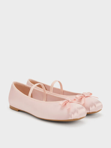 Kelis Rose-Bow Mary Jane Flats, Light Pink, hi-res