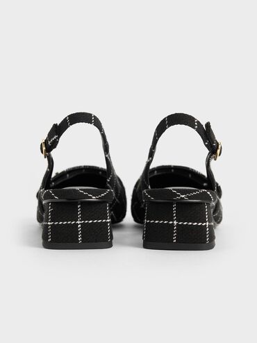 Marley Tweed Slingback Pumps, Black Textured, hi-res