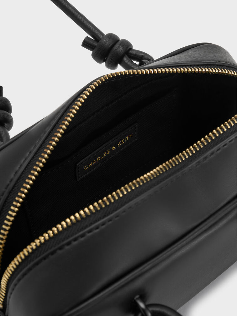 Sammie Knotted-Handle Boxy Bag, Black, hi-res