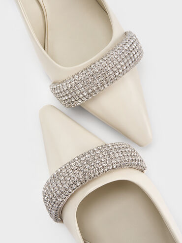 Crystal Pointed Slingback Pumps, Chalk, hi-res