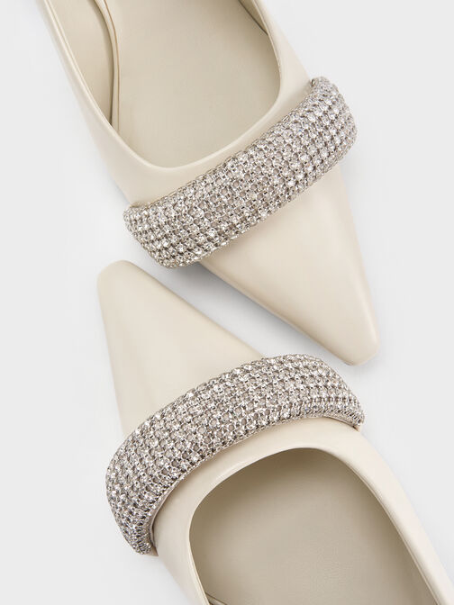Crystal Pointed Slingback Pumps, Chalk, hi-res
