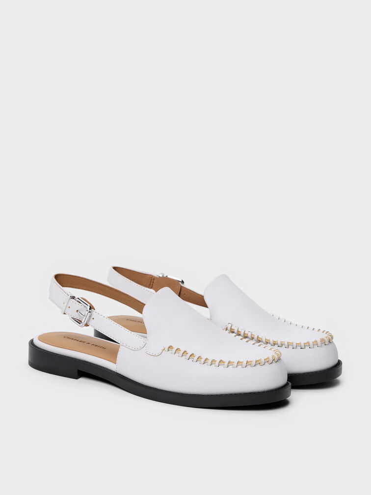 Gale Slingback Loafers, White, hi-res