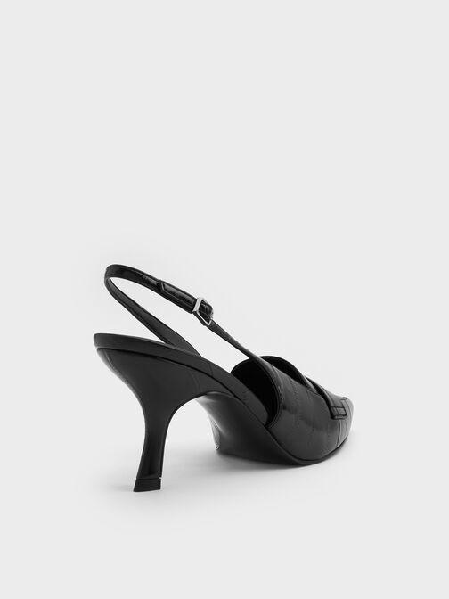 Griselda Eel-Effect Slingback Pumps, Animal Print Black, hi-res