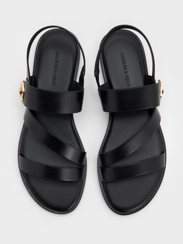 Yara Strappy Sandals, Black, hi-res