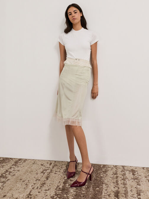 حذاء بكعب بليد من الجلد اللامع مع مقدمة مدببة وبفتحات, برغندي, hi-res