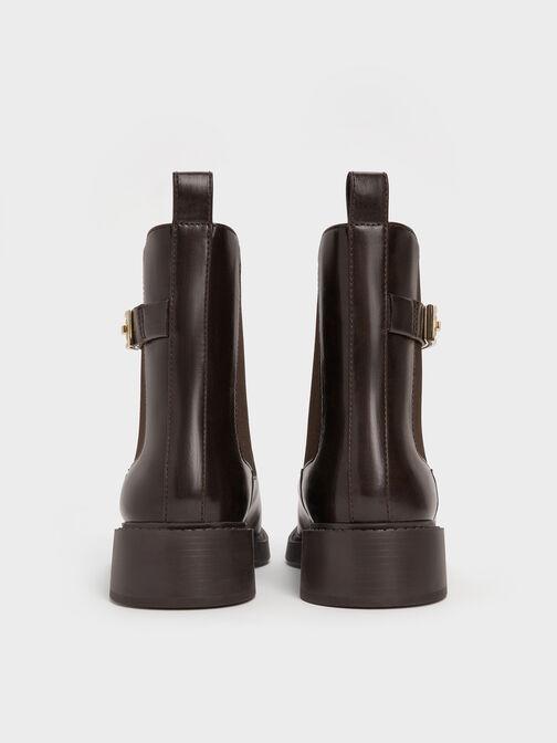 Lando Metallic-Buckle Chelsea Boots, Dark Brown, hi-res