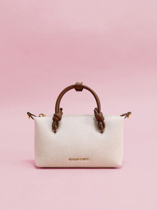 Sammie Canvas Knotted-Handle Tote Bag, Chocolate, hi-res