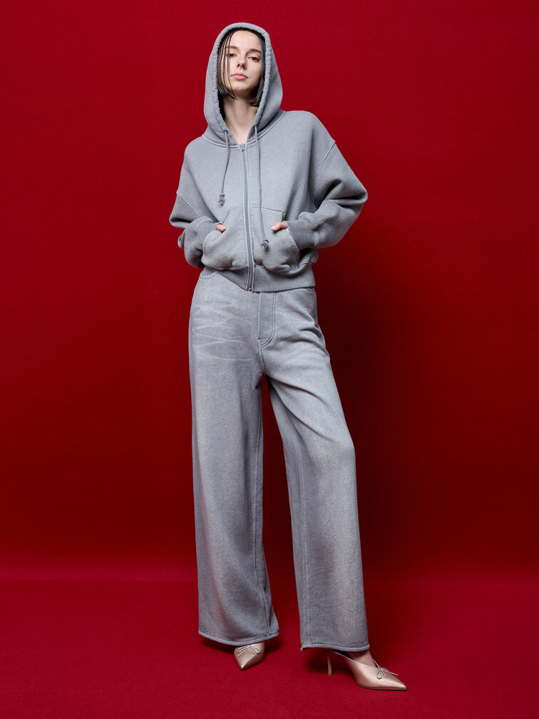 Crystal-Bow Pointed-Toe Heeled Mules, Nude, hi-res