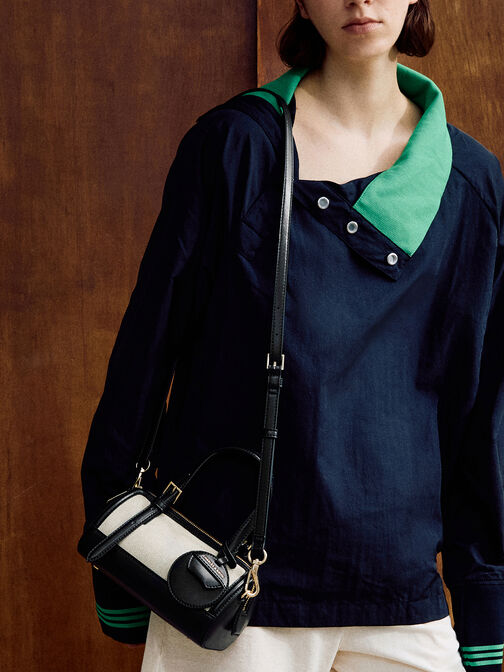 حقيبة بولينج إنولا بقماش ثنائي اللون, أسود, hi-res