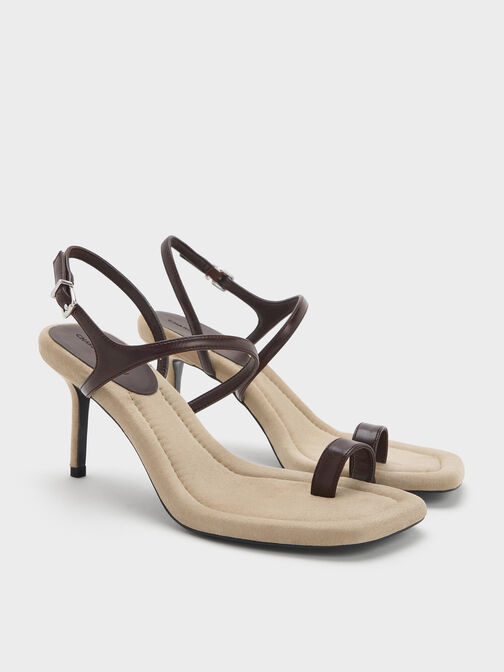 Toe-Ring Stiletto Sandals, Dark Brown, hi-res