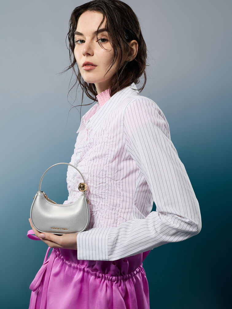 Micro Jesmyn Metallic Two-Way Bag, Silver, hi-res