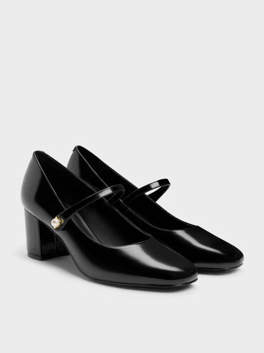 Marie Pearl Mary Jane Pumps, Black Boxed, hi-res