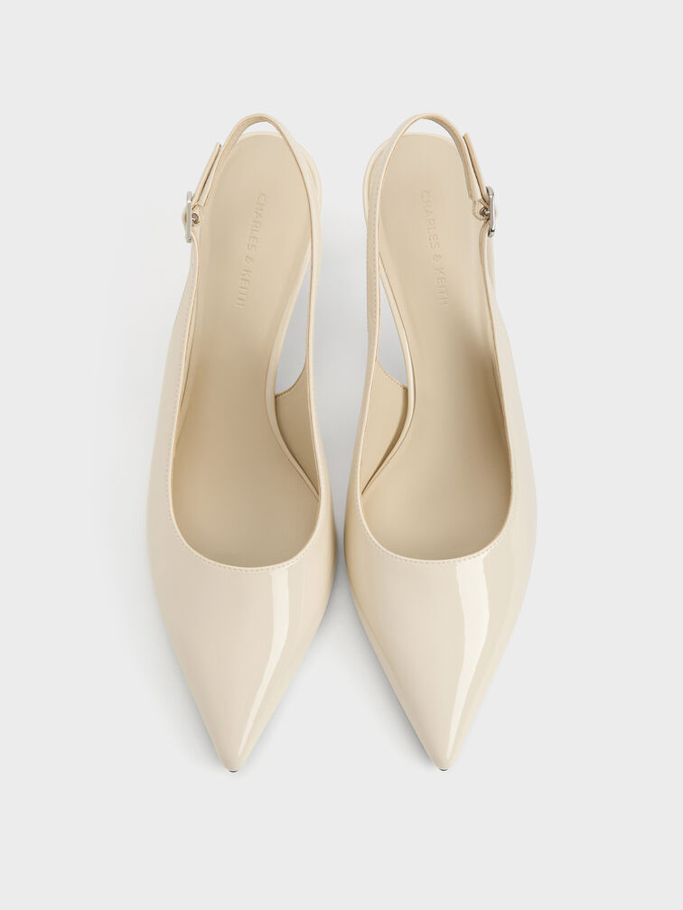 Kaia Patent Slingback Pumps, Chalk, hi-res