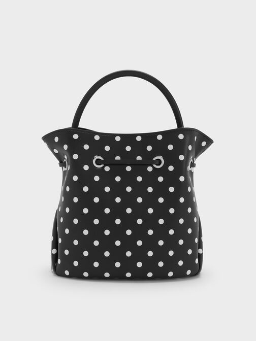 حقيبة باكيت هازل بفيونكة ونقشة منقطة, أسود كلاسيكي, hi-res