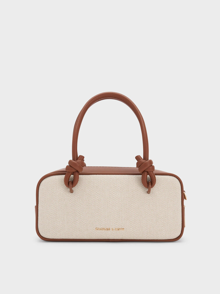 Sammie Canvas Knotted-Handle Boxy Bag, Taupe Canvas, hi-res