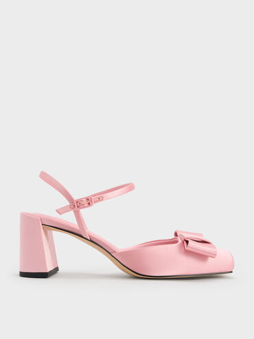 Brantley Bow Ankle-Strap Pumps, Pink, hi-res