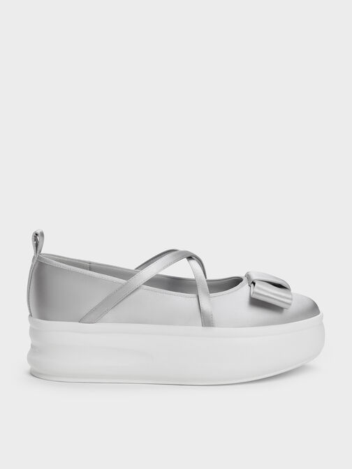 Brantley Bow Platform Mary Janes, Grey, hi-res