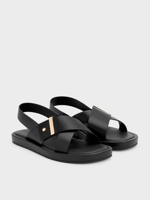 Audra Crossover Slingback Sandals, Black, hi-res