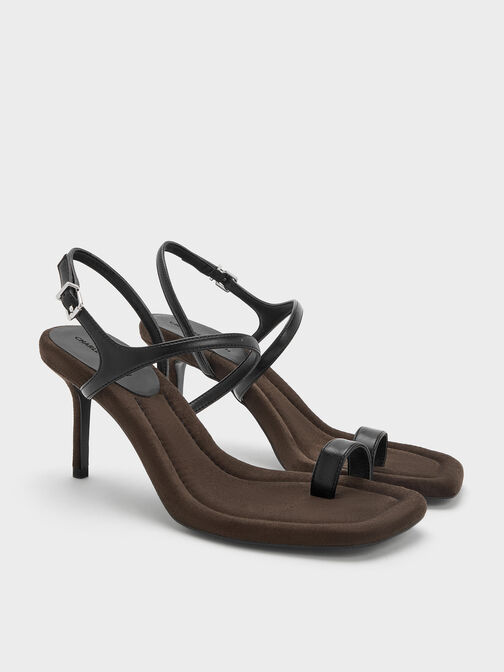 Toe-Ring Stiletto Sandals, Black, hi-res