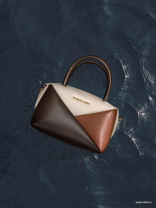 Midori Geometric Bowling Bag, Multi Brown, hi-res