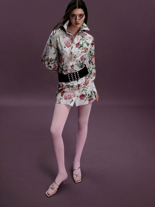 Gem-Embellished Strappy Heeled Sandals, Nude, hi-res