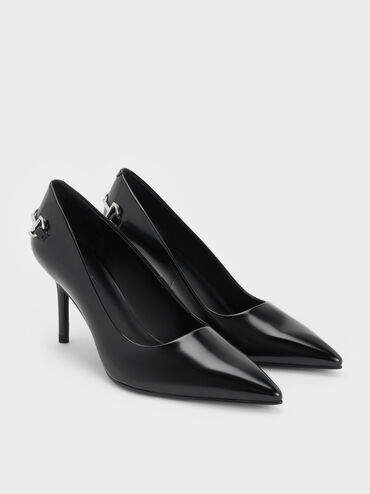 Erinna Metallic-Accent Pointed Pumps, Black Boxed, hi-res