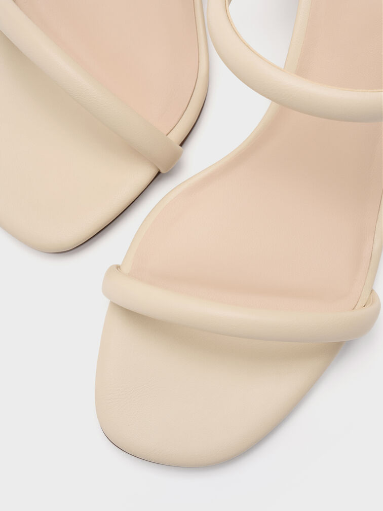 Double-Strap Slant-Heel Mules, Beige, hi-res