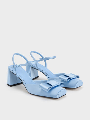 Brantley Bow Ankle-Strap Pumps, Blue, hi-res