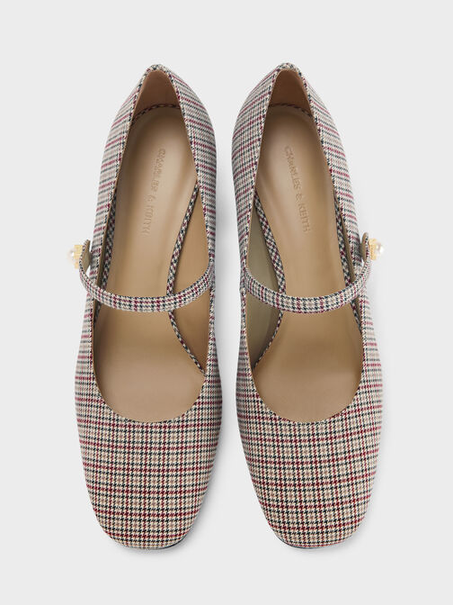 Marie Checkered Pearl Mary Jane Pumps, Multi, hi-res