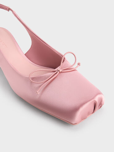 Sadira Satin Slingback Pumps, Pink, hi-res