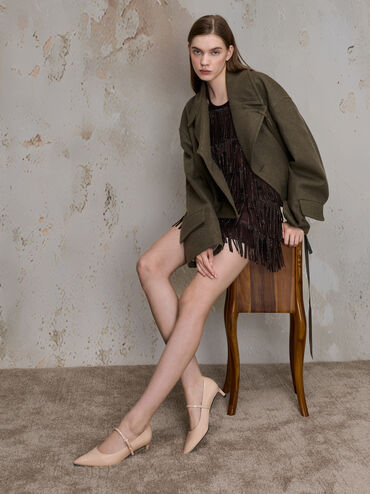 Luciana Patent Mary Jane Pumps, Nude, hi-res