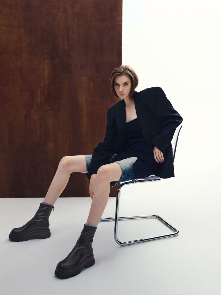 بوت قصير تشانكي بسحاب, أسود, hi-res