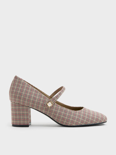 Marie Checkered Pearl Mary Jane Pumps, Multi, hi-res