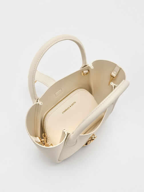 Agatha Chain-Accent Tote Bag, Cream, hi-res