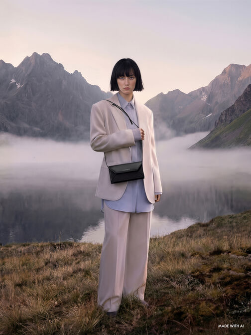 محفظة نسرين الهندسية الطويلة, أسود كلاسيكي, hi-res