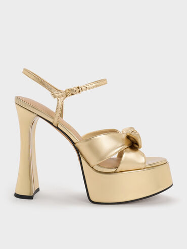 Jayce Leather Platform Sandals, Gold, hi-res