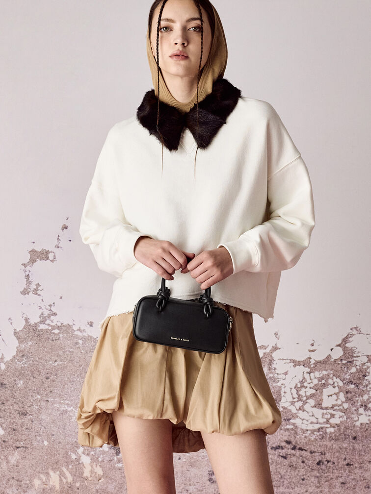 Sammie Knotted-Handle Boxy Bag, Black, hi-res