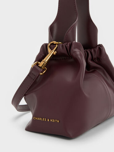 Ally Ruched Chain-Handle Bag, Wineberry Red, hi-res