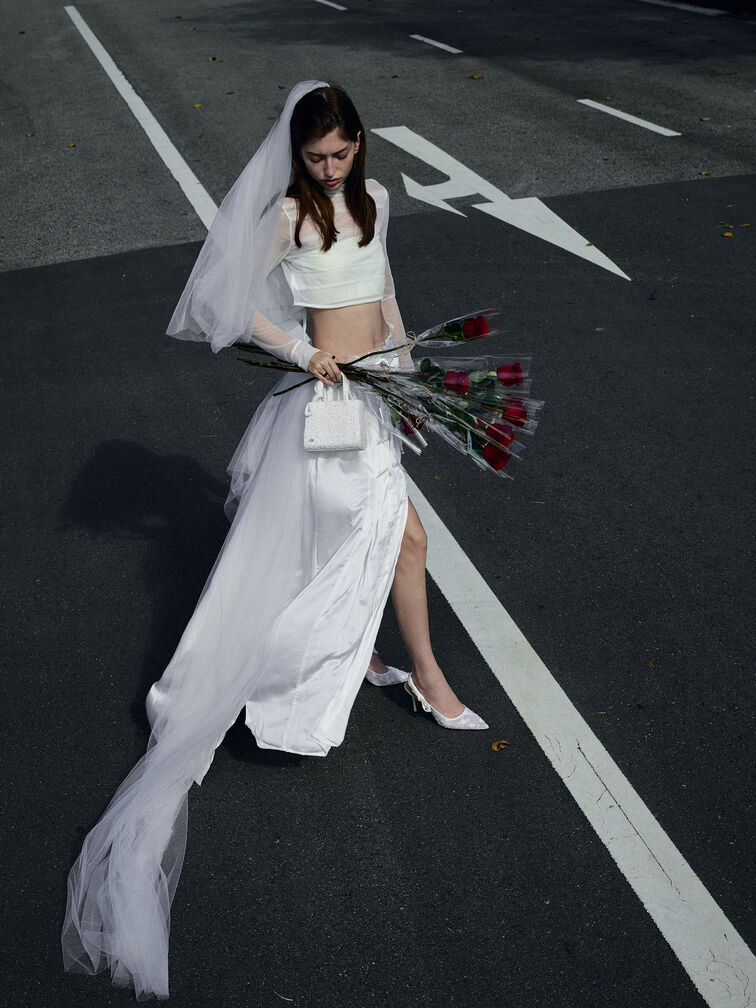 حذاء "تاياري" بسير خلفي من الشبك المطرز, أبيض, hi-res