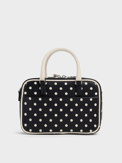 Sianna Polka-Dot Bowling Bag, Noir, hi-res