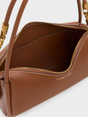 Lyla Tubular Slouchy Shoulder Bag, Chocolate, hi-res