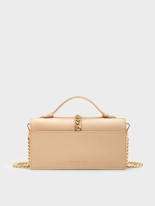Taisia Chain Envelope Bag, Champagne, hi-res
