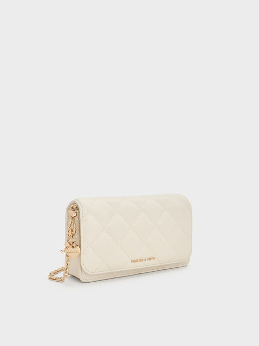 Arrietty Quilted Wallet On Chain, Cream, hi-res